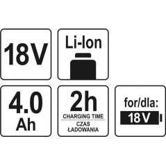 Lisaaku / varuaku 4Ah 18V Li-Ion YATO seadmetele