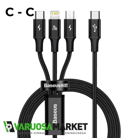 BASEUS USB-C cable 3in1 micro USB / Lightning / USB-C 20W 150cm