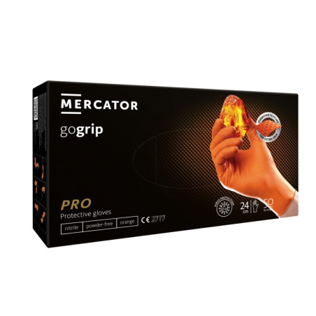Töökindad nitriil M 50tk Mercator GoGrip Oranz